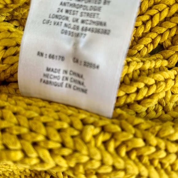 Anthropologie Sweater Size M P Marigold Yellow Cotton Off Shoulder Wide Neck - Picture 4 of 15